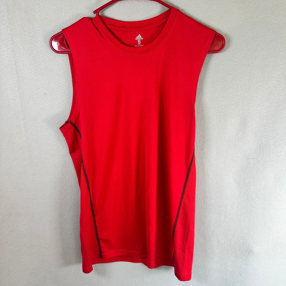 Adidas Climalite Flex 360 Shirt Mens Small Red Sleeveless Polyester EUC Vintage